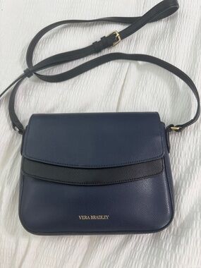 Vera Bradley Navy and Black Pebbled Leather Crossbody